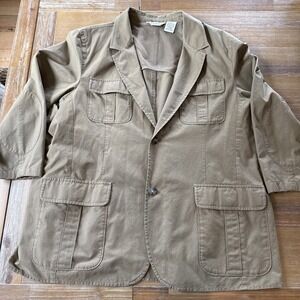 Vintage LL Bean Mens Size 50 Utility Field Khaki Jacket Blazer Elbow Patches